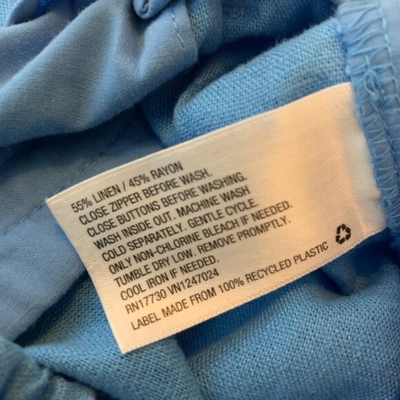 A New Day Womans 6 Linen Blend Pants Blue High Rise Baggy Straight Leg - Picture 15 of 15